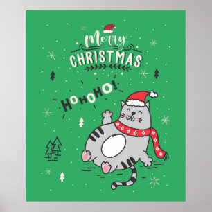 Poster Mignonne et drôle Chat Noël joyeuses Salutations