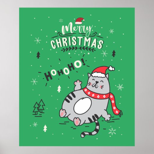 Poster Mignonne et drôle Chat Noël joyeuses Salutations (Devant)
