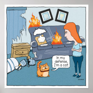 Poster Mignonne et drôle de mauvais chat destructeur