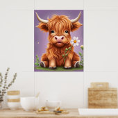Poster Mignonne Fantaisie de Vache Écossaise des Highland (Cuisine)