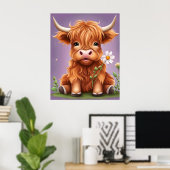 Poster Mignonne Fantaisie de Vache Écossaise des Highland (Bureau à domicile)