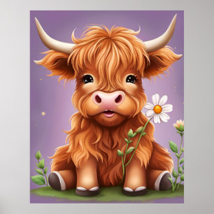 Poster Mignonne Fantaisie Vache des Highlands Écossaise I