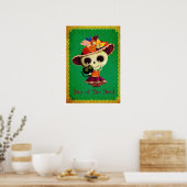 Poster Mignonne fête mexicaine de la fille morte (Cuisine)