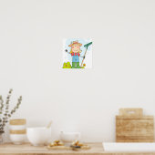 Poster mignonne figure fille jardinier fermier (Cuisine)