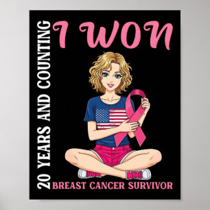 Poster Mignonne Fille 20 Ans Et Comptant J'Ai Gagné Cance