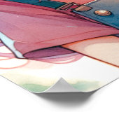 Poster Mignonne fille Anime tenant un Boba Tea (Coin)