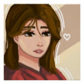 Poster Mignonne fille Arrière - plan simple Art numérique (Devant)