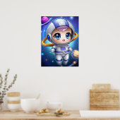 Poster Mignonne fille astronaute Chibi exploratrice spati (Cuisine)