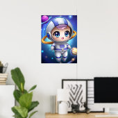 Poster Mignonne fille astronaute Chibi exploratrice spati (Bureau à domicile)