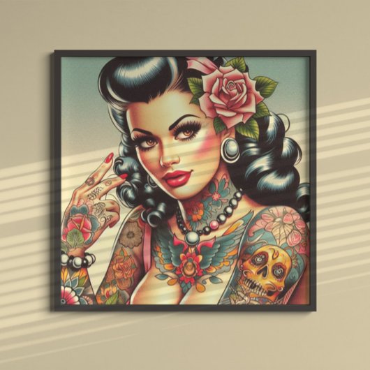 Poster Mignonne fille tatouée