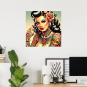 Poster Mignonne fille tatouée (Bureau à domicile)