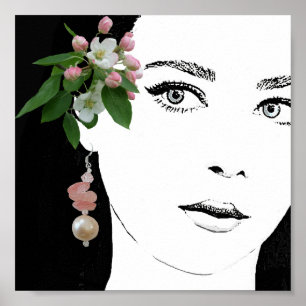 Poster Mignonne fille visage photo de mode joli fineart