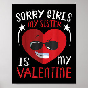 Poster Mignonne Grand Coeur Face Désolé Filles Ma Soeur E