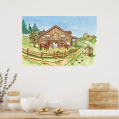 Poster mignonne grange à cheval Pays (Cuisine)