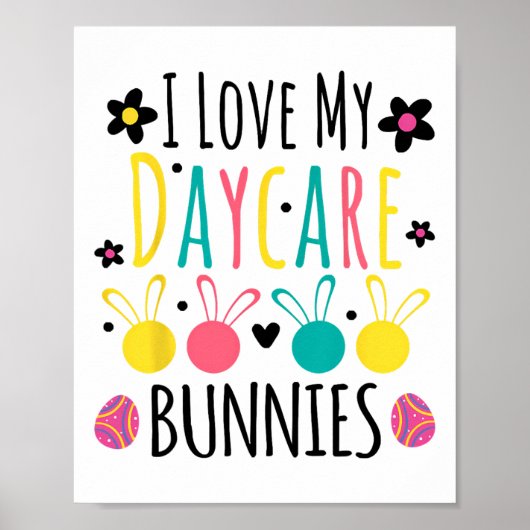 Poster Mignonne J'Aime Mes Garderies Bunnies Enseignant J (Devant)