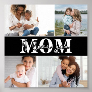 Poster Mignonne JE T'AIME MOM Fête des Mères Photo