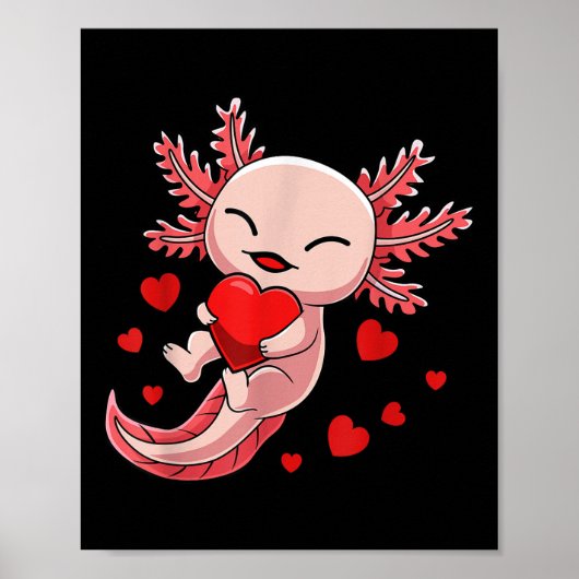 Poster Mignonne Journée de Valentines Coeur Axolotl Pour  (Devant)