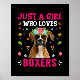 Poster Mignonne Juste Une Fille Qui Aime Les Boxers Chien