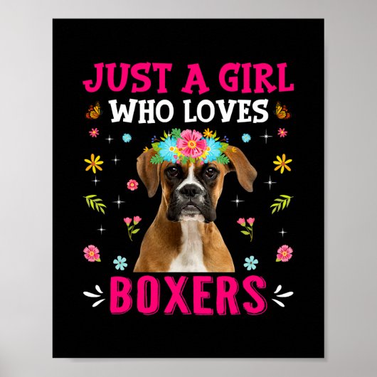Poster Mignonne Juste Une Fille Qui Aime Les Boxers Chien (Devant)
