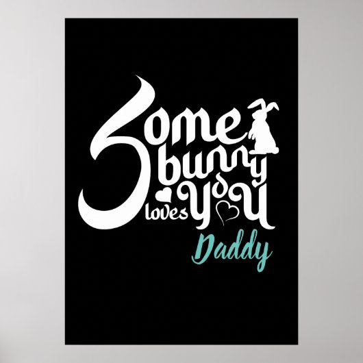 Poster Mignonne Lapin de Pâques Aimer Noir Blanc Moderne (Devant)