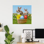 Poster Mignonne lapin de Pâques pour une humeur positive (Bureau à domicile)