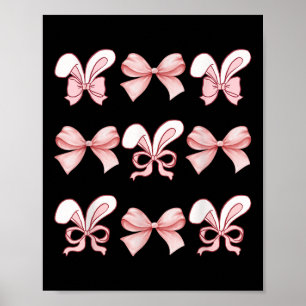 Poster Mignonne lapin de Pâques Visage Coquette Bow Jour 