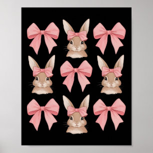 Poster Mignonne lapin de Pâques Visage Coquette Bow Jour 