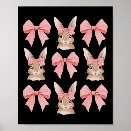Poster Mignonne lapin de Pâques Visage Coquette Bow Jour (Devant)
