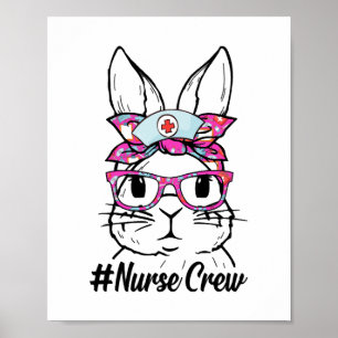 Poster Mignonne lapin Visage Infirmière Tie Dye Lunettes