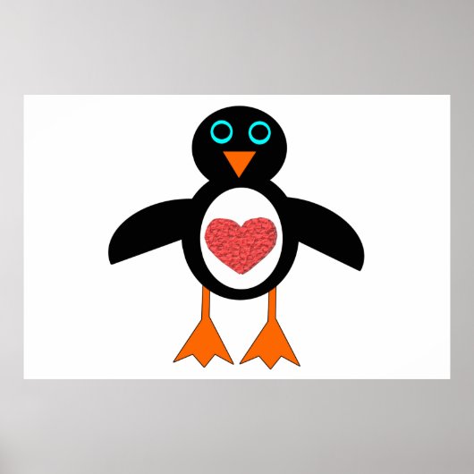 Poster mignonne Love Heart Penguin (Devant)