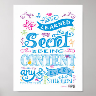 Poster Mignonne Main Lettré Bible Verse Écriture Rose Ble