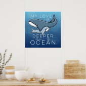 Poster Mignonne maman et baleine bébé, l'amour est plus p (Cuisine)