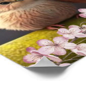 Poster Mignonne maman et bébé oiseau sur un arbre Fleurs (Coin)