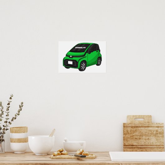 Poster Mignonne micro-voiture verte (Cuisine)