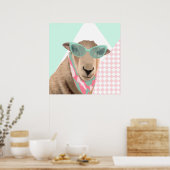 Poster Mignonne Mouton Avec Lunettes (Cuisine)