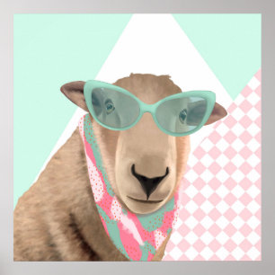 Poster Mignonne Mouton Avec Lunettes