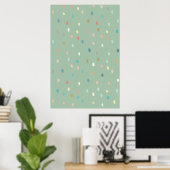 Poster Mignonne Multicolor Motif Dotty Sur Sage Green (Bureau à domicile)