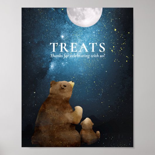 Poster Mignonne Ours Au-Dessus Des Traitements Lune (Devant)
