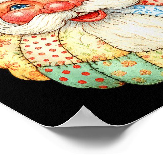 Poster Mignonne Patchwork Santa Claus Noël Noël Noël Noël (Coin)