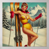 Poster Mignonne Pin De Ski Vintage (Devant)