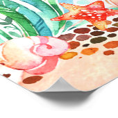 Poster Mignonne sirène d'aquarelle sous le Baby shower ma (Coin)