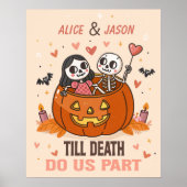 Poster Mignonne Skeleton Couple Halloween Mariage Anniver (Devant)