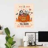 Poster Mignonne Skeleton Couple Halloween Mariage Anniver (Bureau à domicile)