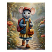 Poster Mignonne souris en allant à l'école, (Devant)