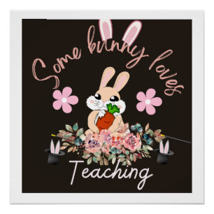 Poster Mignonne tasse d'enseignement aimé par un lapin