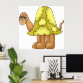 Poster Mignonne Tortue de Dessin Animé avec Coquille Vert (Bureau à domicile)