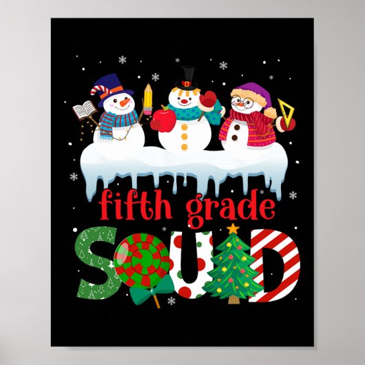 Poster Mignonne trois Snowman Enseignant Enfants 5e Class (Devant)