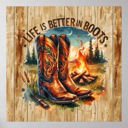 Poster Mignonne vie meilleure bottes Western (Devant)