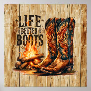 Poster Mignonne vie meilleure bottes Western