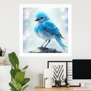 Poster *~* Mignonne Whimsical Détails Oiseau Bleu AP54 Ar
